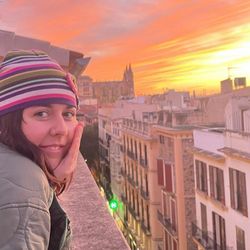 Megan on rooftop in Palma during sunset