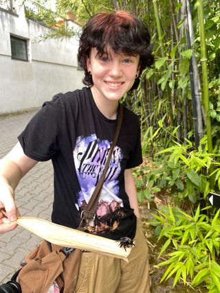 Student with a carpenter bee!