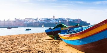 boat on rabat beach morocco