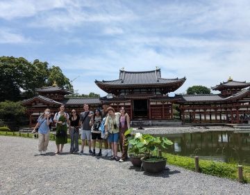 Students at a temple in Kyoto, Japan