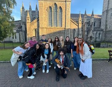 Students with the ballad tour guide, Sean