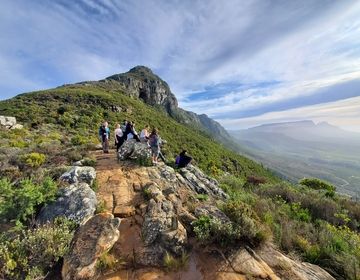 students hiking with a view 