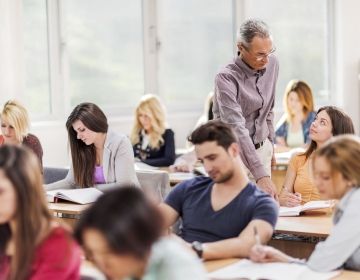 Professor and students in classroom