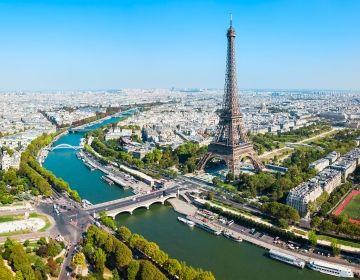 paris eiffel tower aerial view