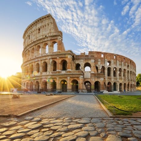 colosseum in rome sunset backlit