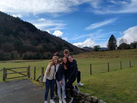 High school semester abroad students in Dublin pasture