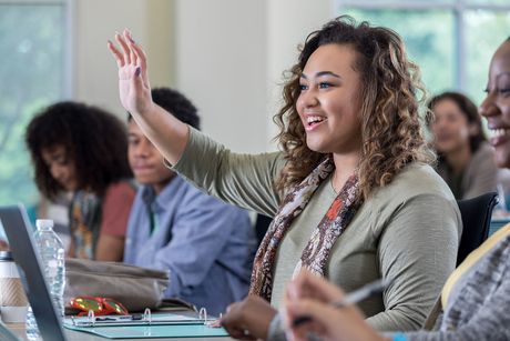 sa girl hand raised in classroom