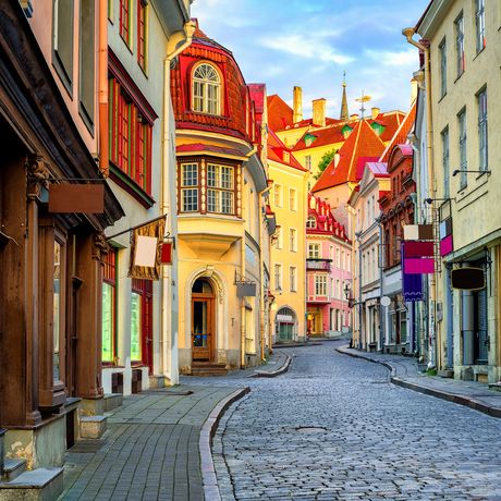 tallinn narrow street in the medieval part of town