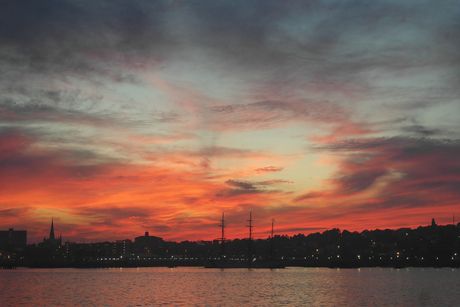 Sunset on the water in Portland, Maine