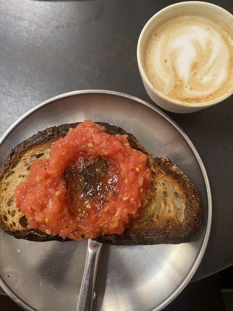 Tomato toast and coffee!!