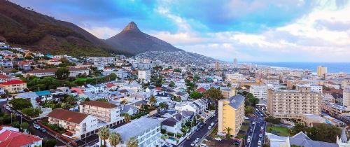 cape town aerial view of coastline sunny day