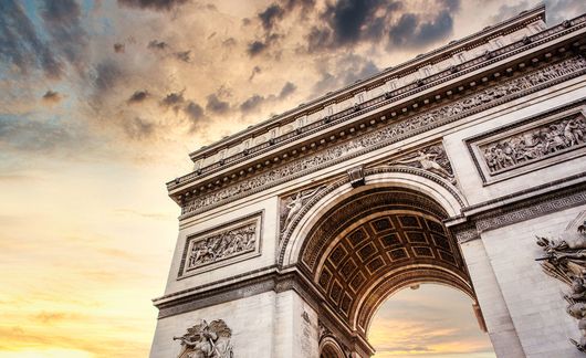 Paris Arc de Triophe at sunset