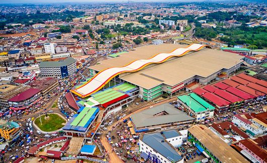 overhead view of kumasi market in legon