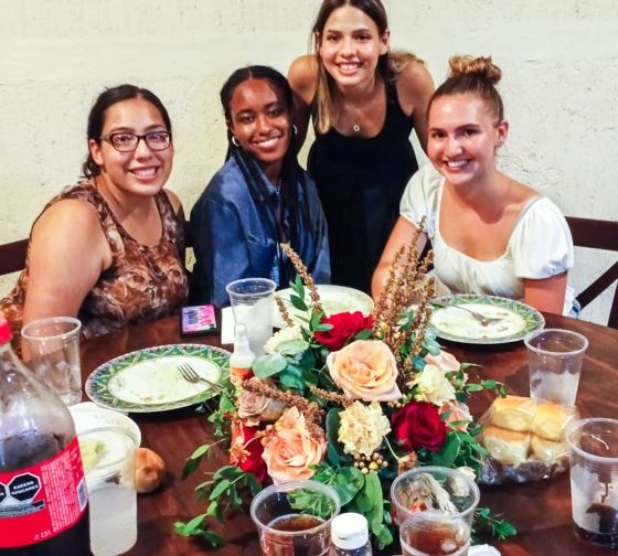 yucatan a student having dinner with host family.