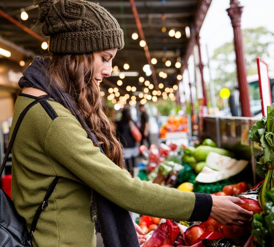 melbourne woman at a fresh produce market