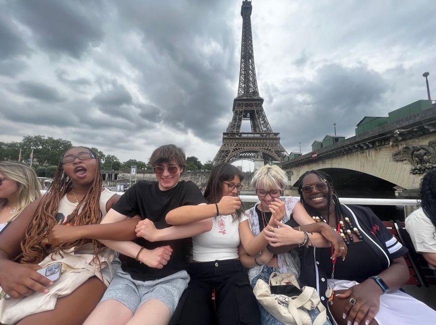 Students on a boat in Paris