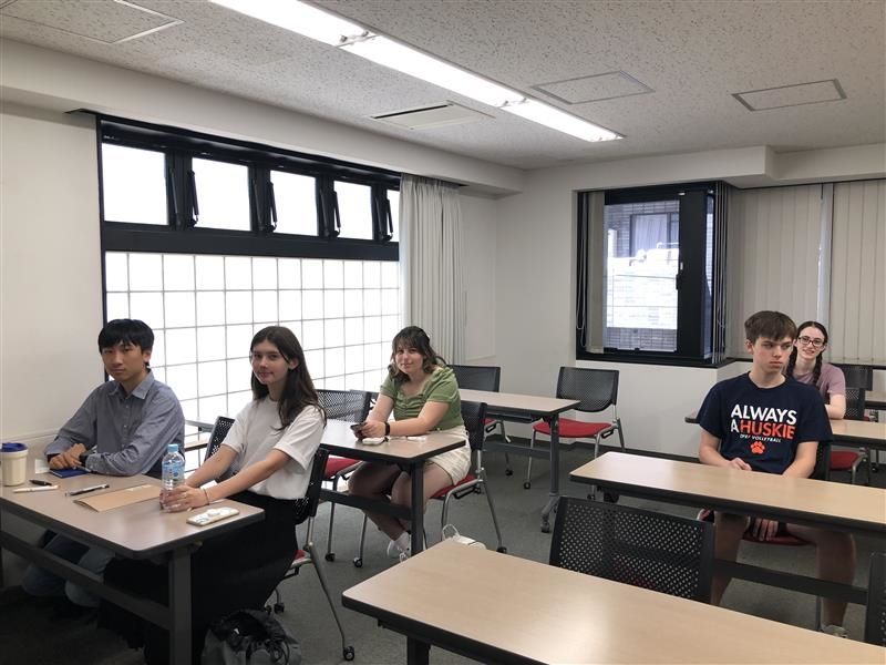 Students sitting in a classroom