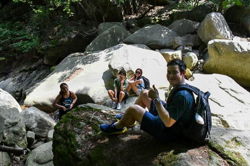 Image of people hiking trails of Bukhansan National Park.