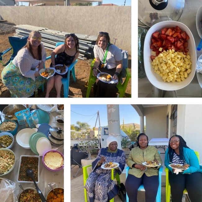 Enjoying food during the braai. 