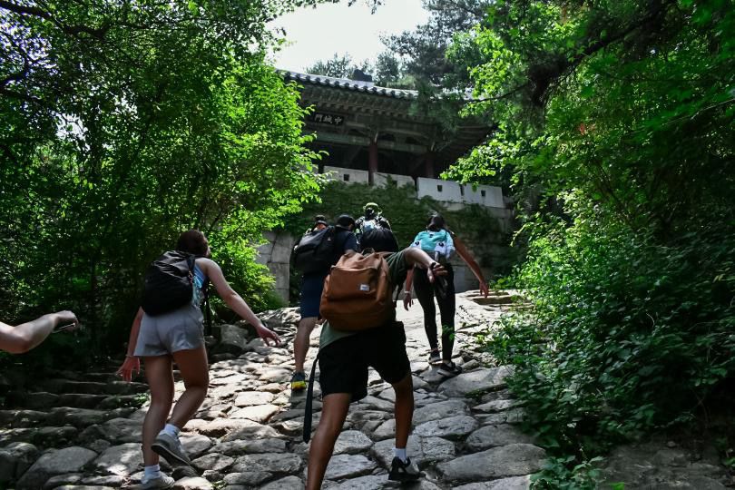 Image of people hiking trails of Bukhansan National Park.