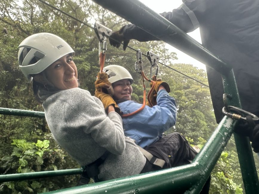 Emma and Penelope ziplining