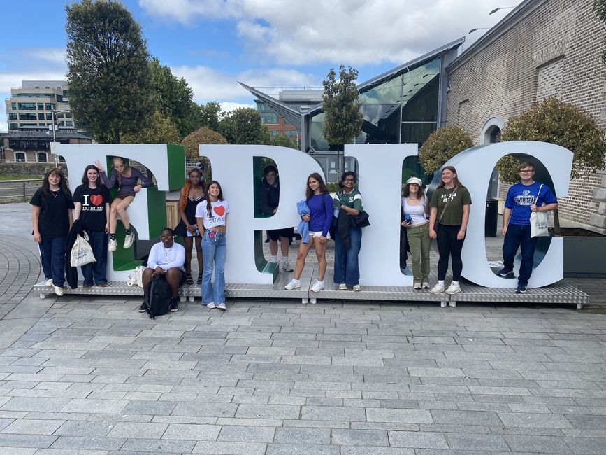 Students pose outside the EPIC museum