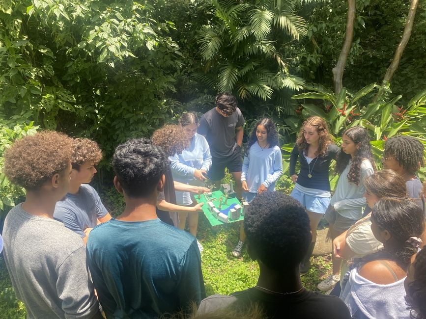 One student group goes over their final presentation of the program.