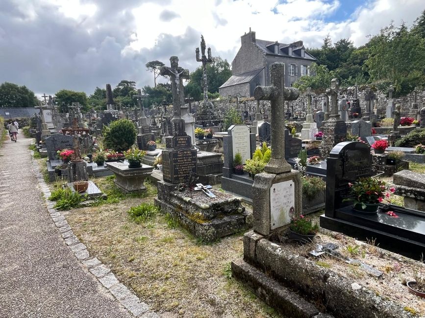 Graves in the Locronan Cathedral Cemetery.