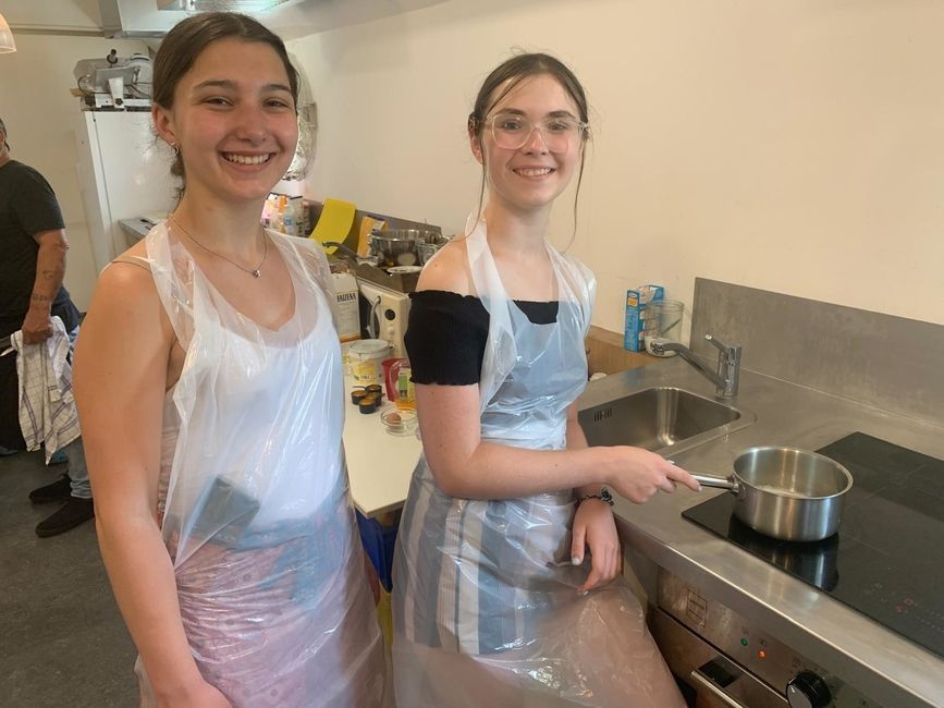 Students heating butter