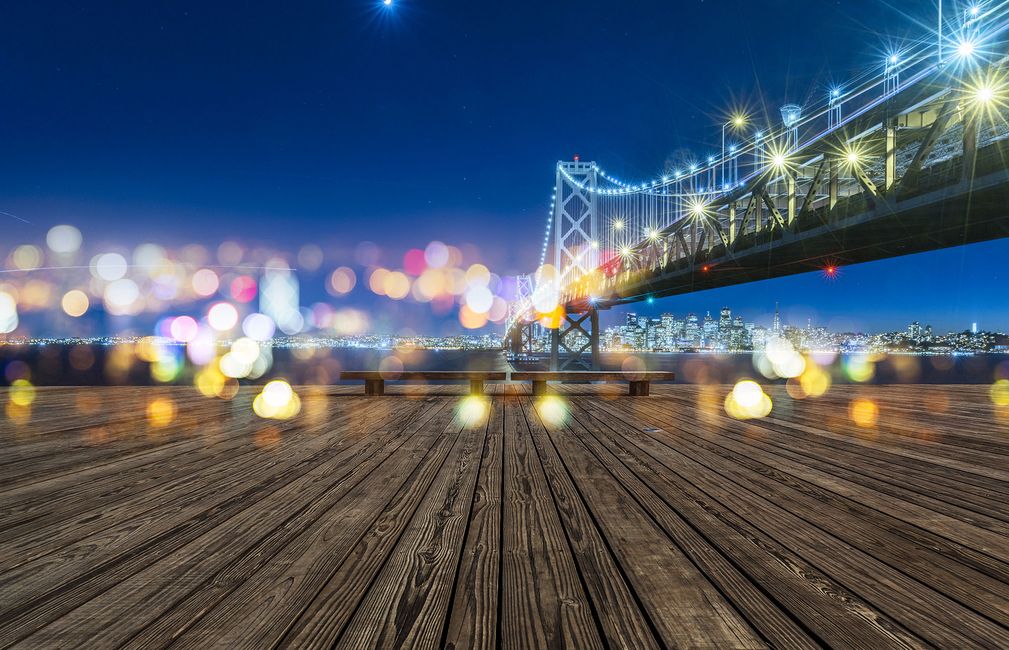 california bridge at night with lights