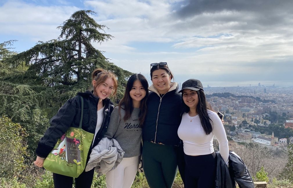 barcelona students on hike