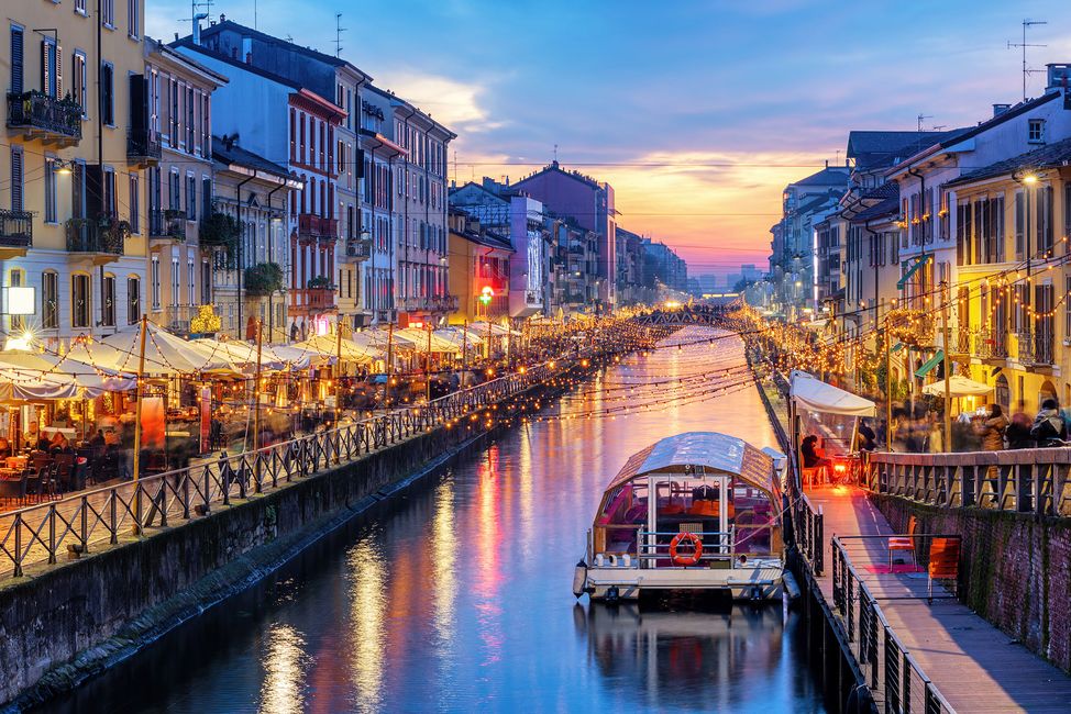 Milan canal at night