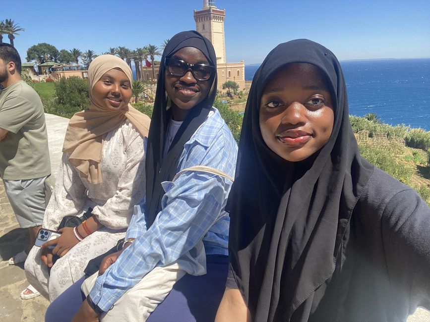 High school student participants in Morocco by the ocean