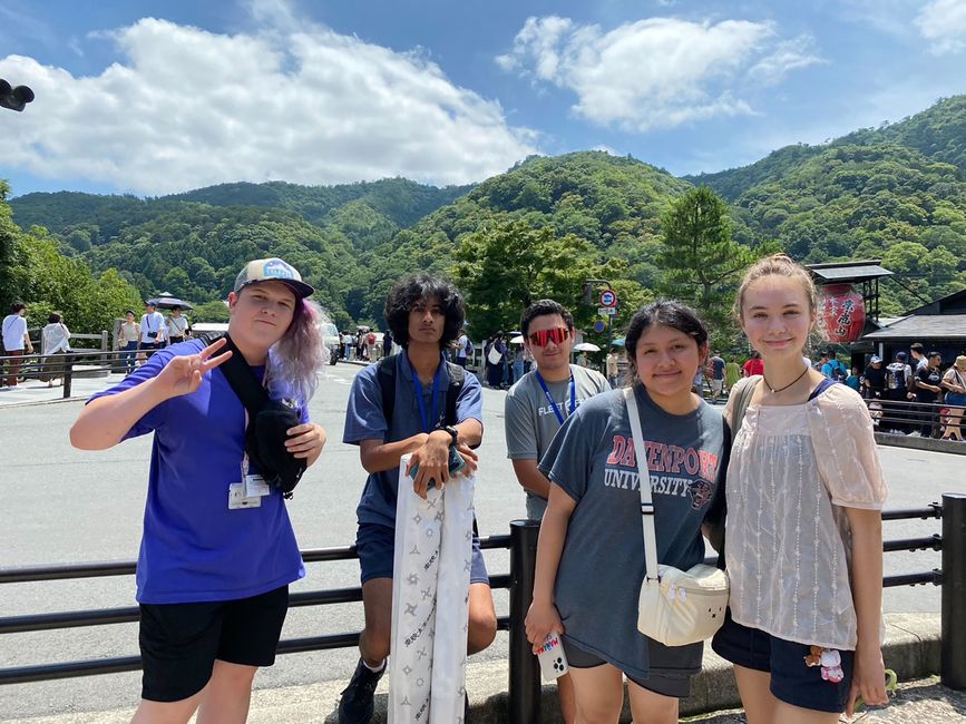 High school students visiting Arashiyama