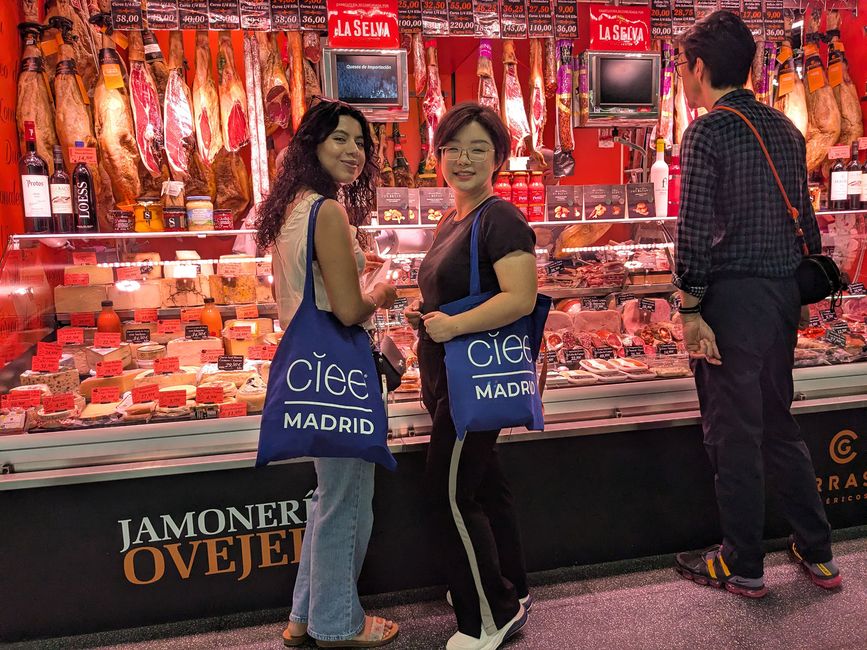 CIEE teachers in a market in Madrid