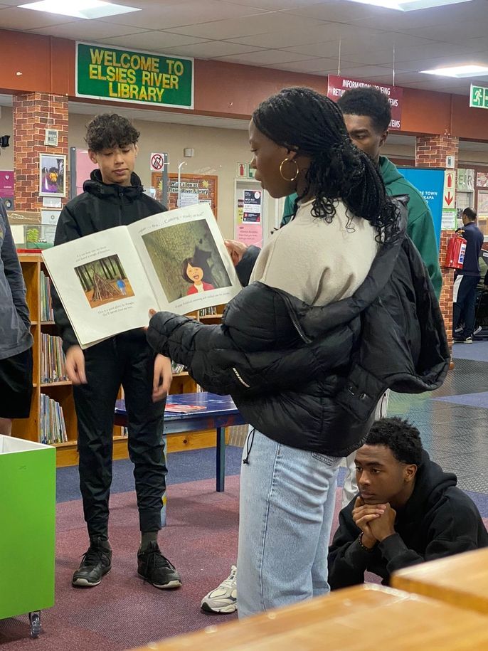 reading a book to children 