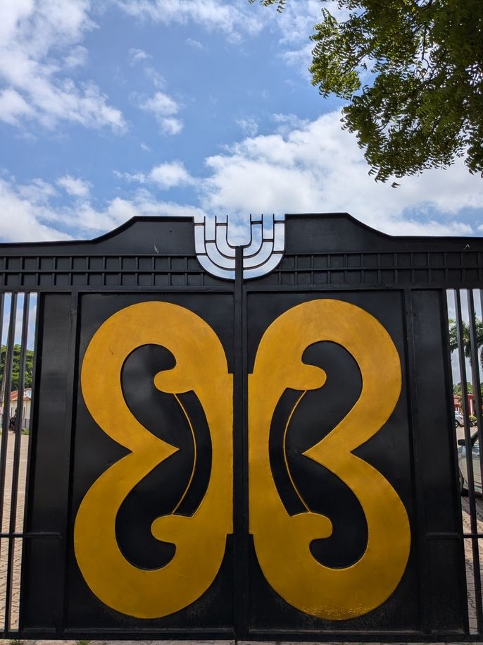 The Adinkra 'Pempamsie' on an entry and exit point at the Manhyia Palace in the Ashanti region of Ghana.