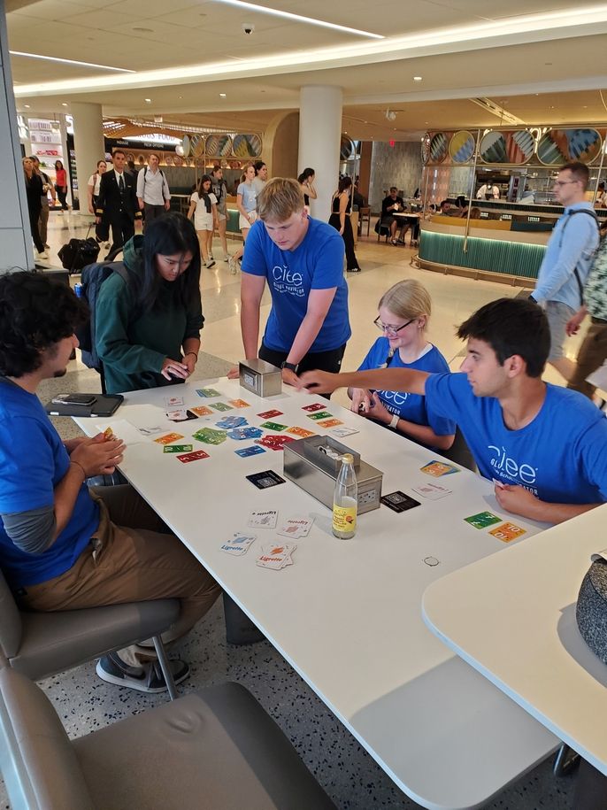 playing cards at airport in Newark