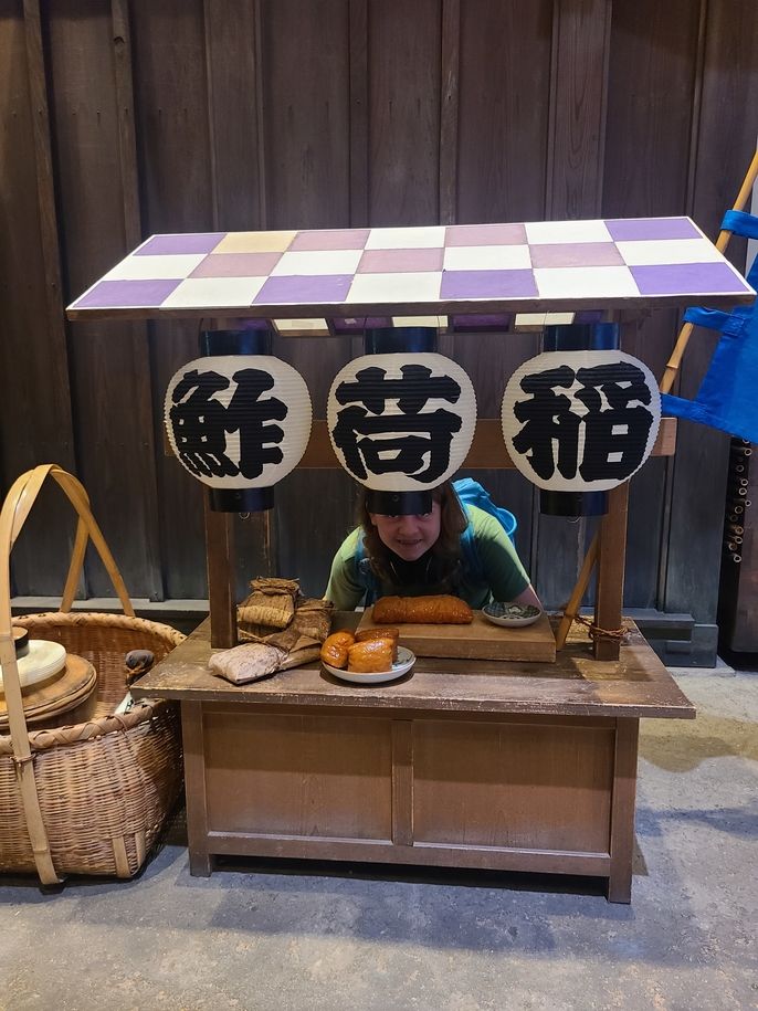 Students were able to play pretend using the replica roadside stalls along the streets of the town