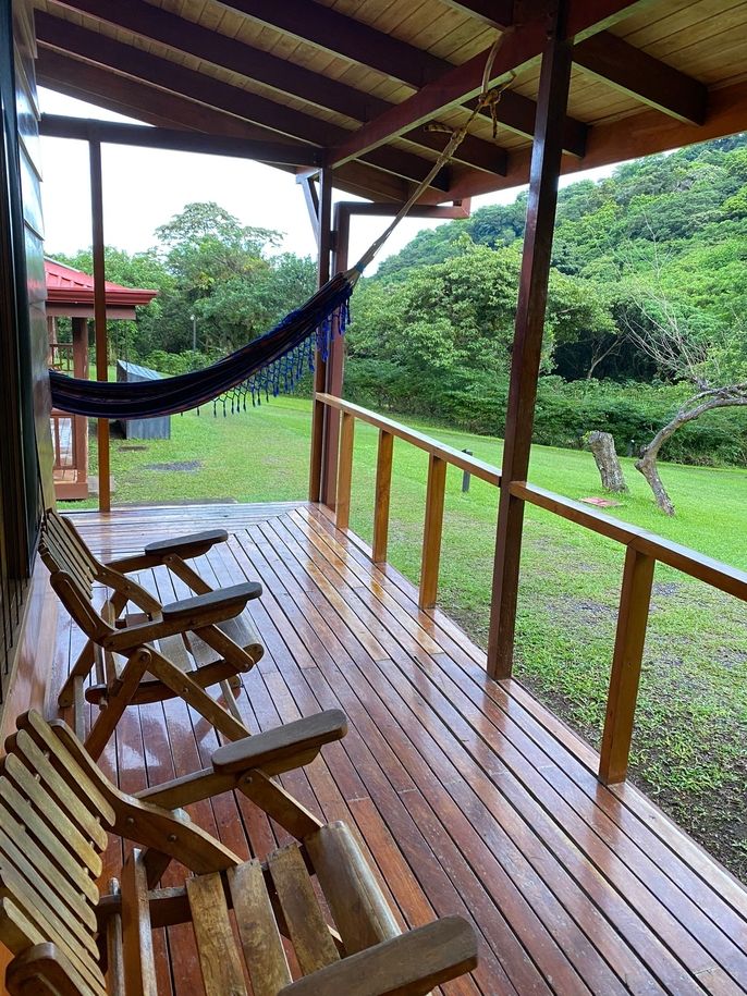 The front porch of the bungalows. 