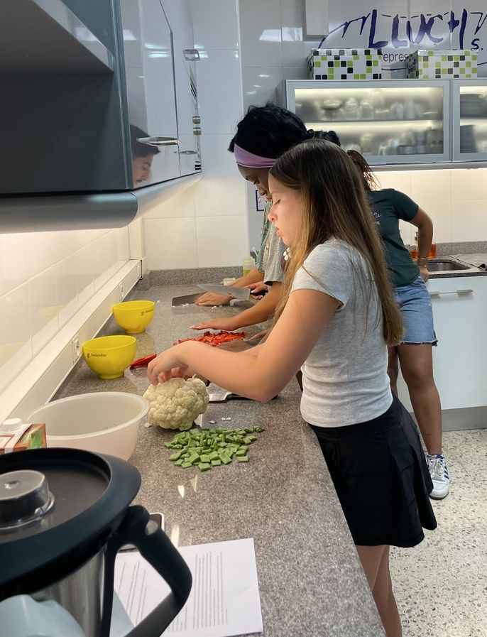 Preparing the Paella ingredients