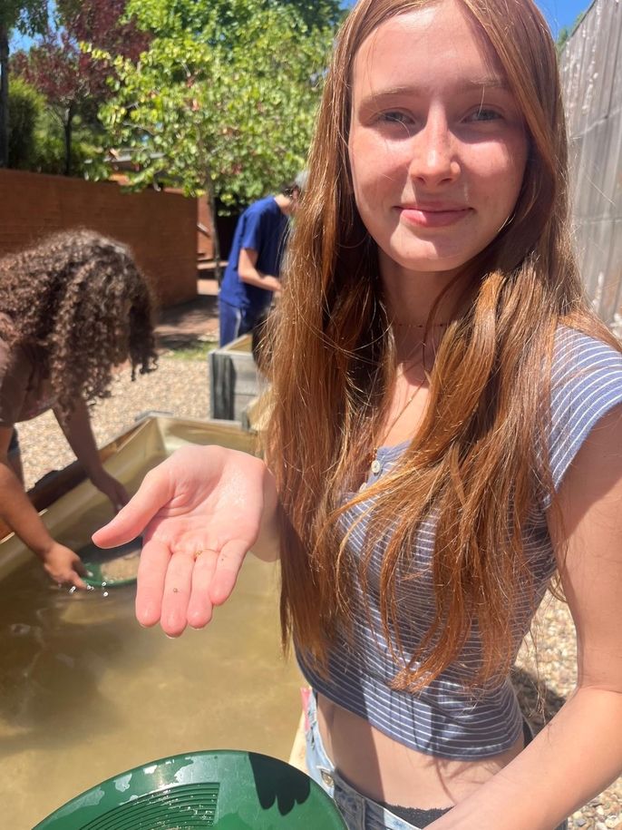 Panning for gold.