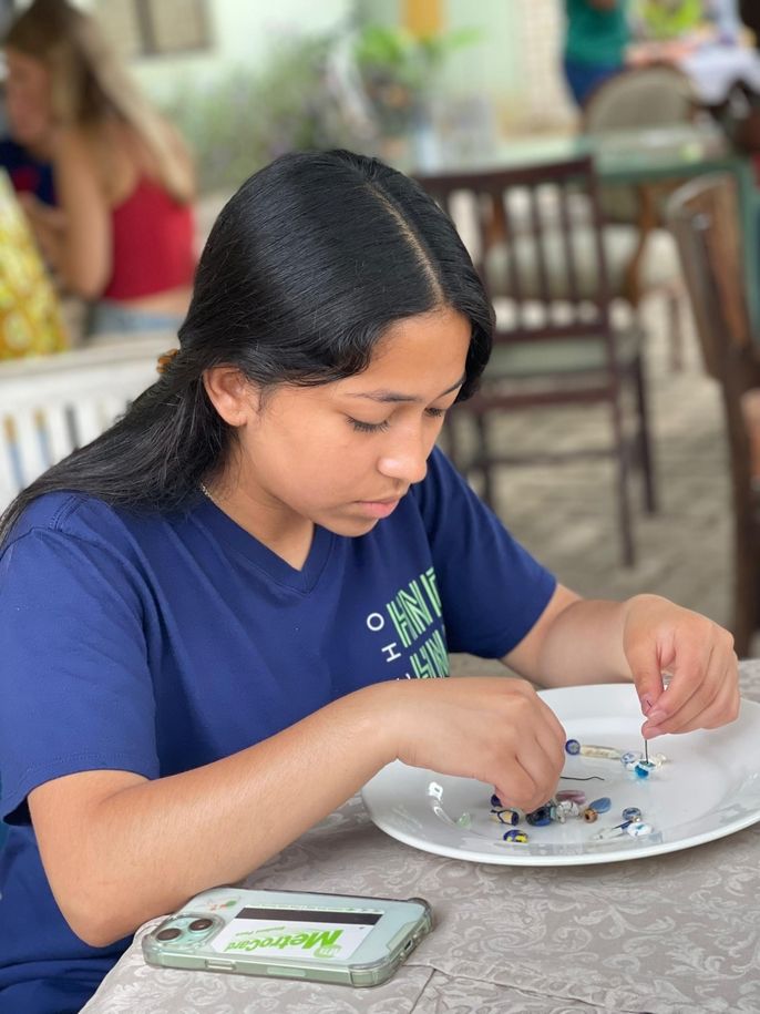 Students Beading