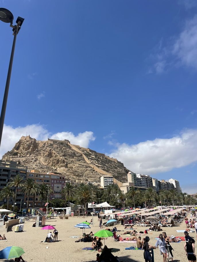 The cliff with the Castle of Santa Barbara at the top