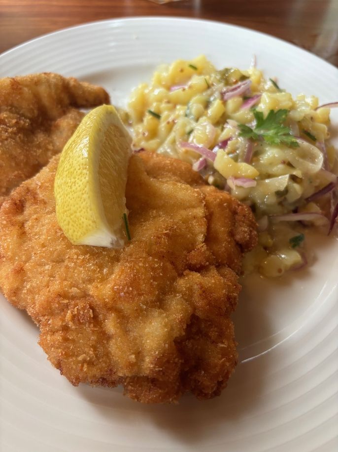 Fried pork and Czech potato salad 