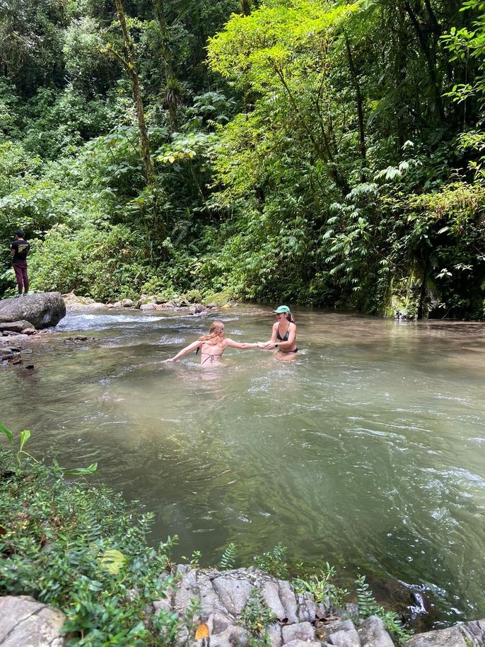 Ella and Morgan in swimming hole