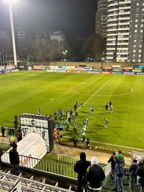 View at a professional club soccer match.