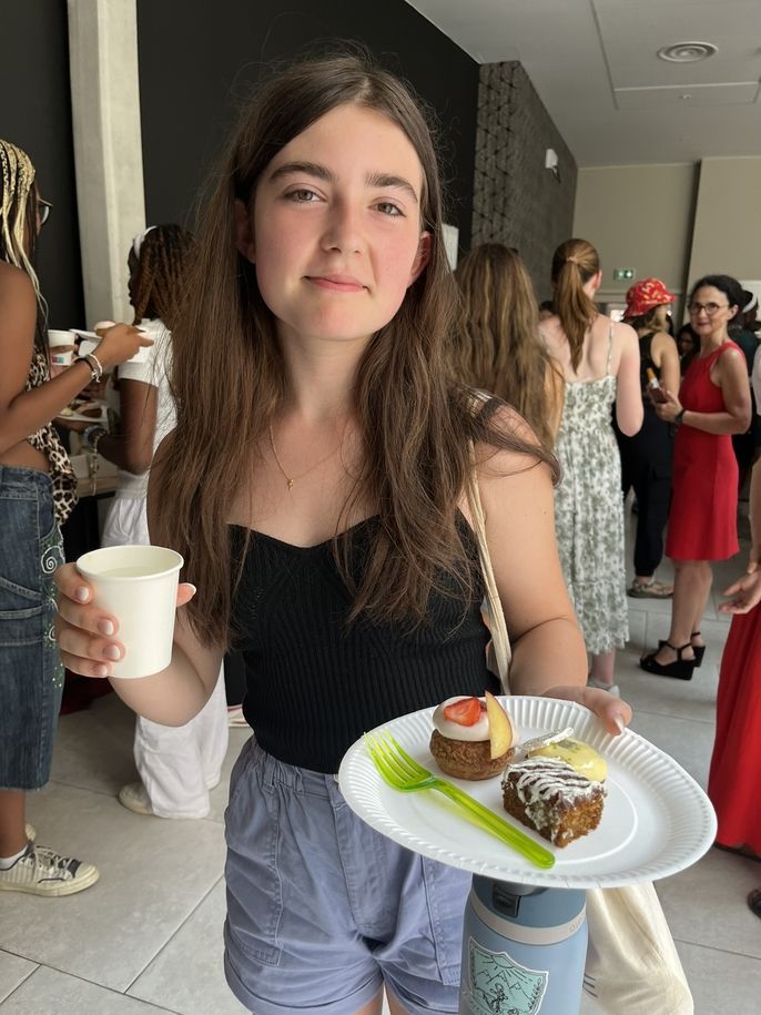 Student with desserts