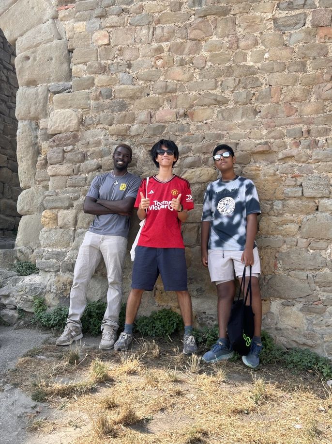 In front of the wall at Carcassonne