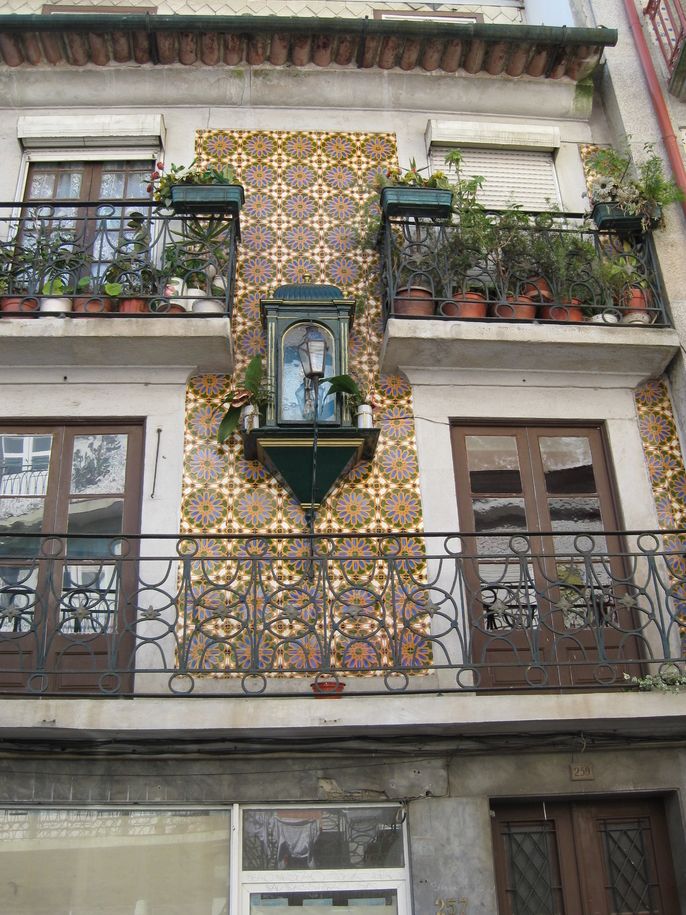 Buildings in Lisbon with a tile façade